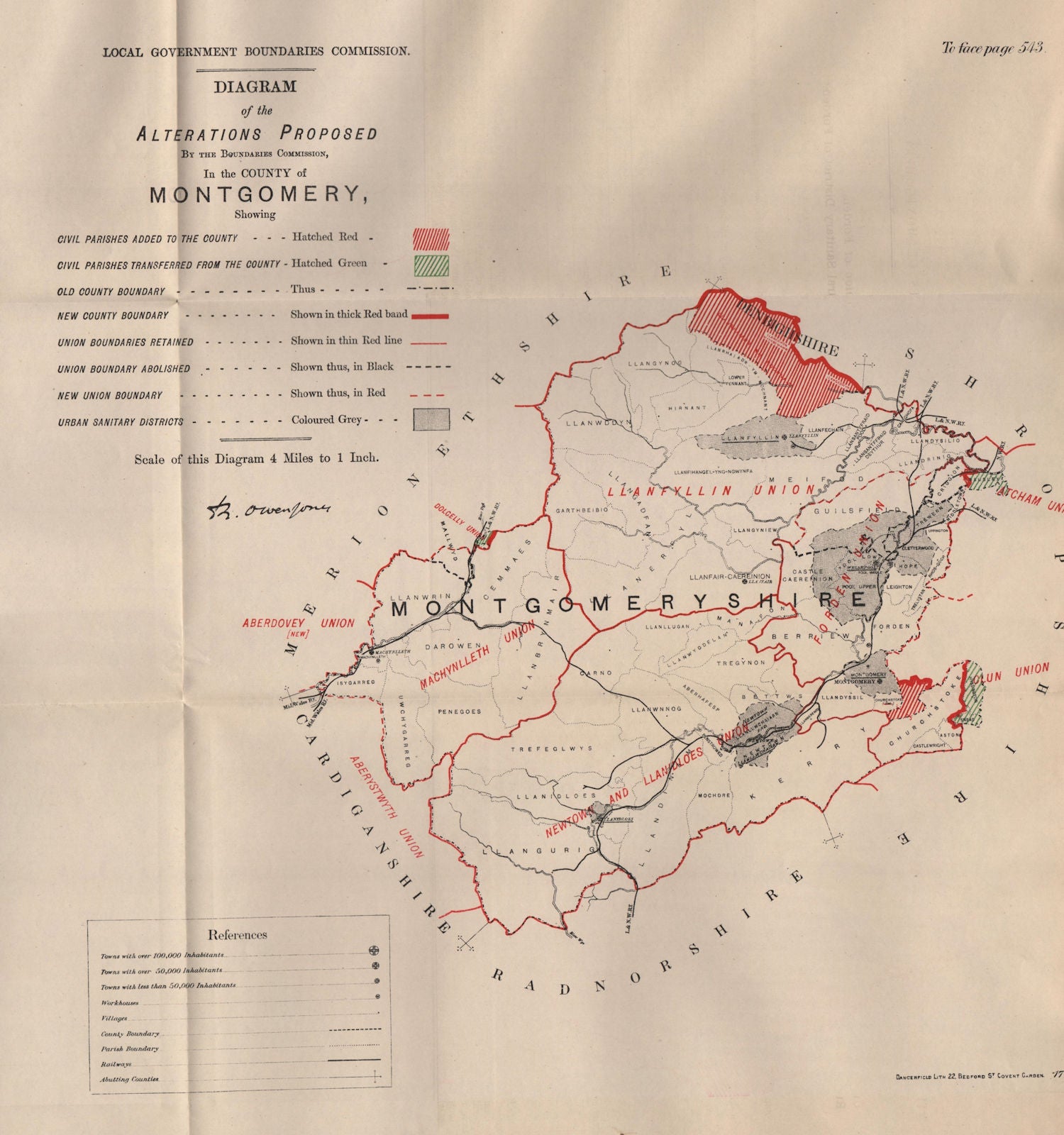 Alterations Proposed in Montgomeryshire. JONES. BOUNDARY COMMISSION 1888 map